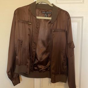 Brown Bomber Jacket 100% Silk